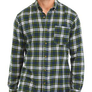 NWT Saddlebred Long Sleeve Plaid Printed Flannel Shirt, Green/Blue, Medium